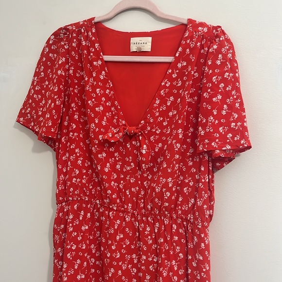 Sezane Gigi Red Coral Floral Mini Dress Size US 10 - Picture 3 of 9